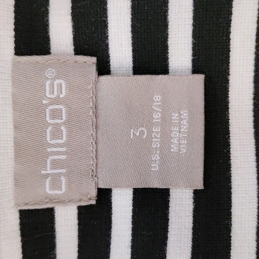 4171 Chico's black & white striped knit blazer 3 XL - Picture 9 of 11